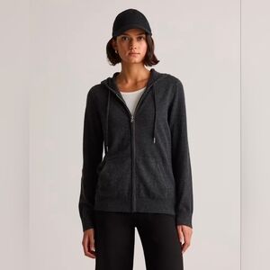 Quince 100% Mongolian Cashmere Full Zip-Up Hoodie Charcoal Nwt